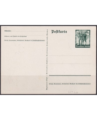 F-EX66666 GERMANY 1938 POSTAL STATIONERY ILLUSTRATED MAP & EAGLE.
