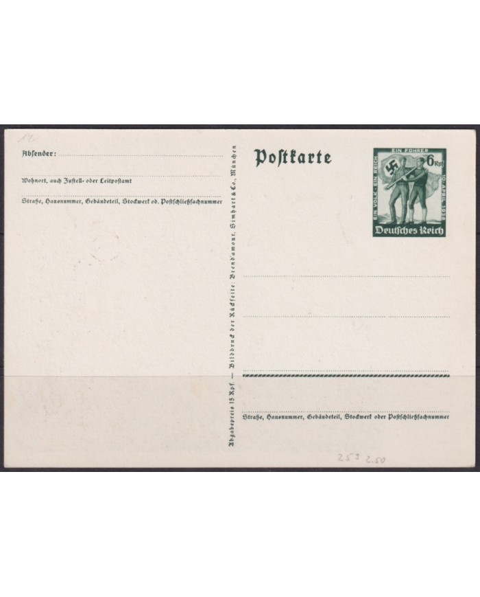 F-EX66666 GERMANY 1938 POSTAL STATIONERY ILLUSTRATED MAP & EAGLE.