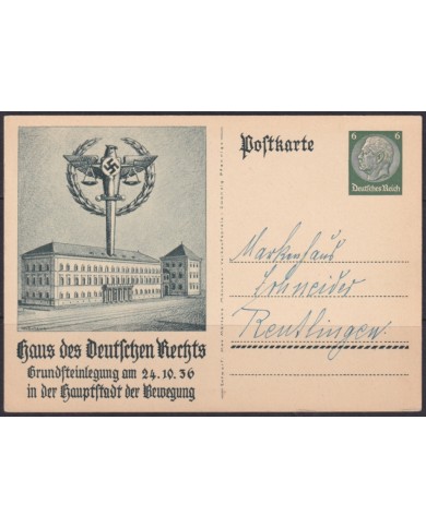 F-EX66585 GERMANY 1936 POSTAL STATIONERY JUSTICE NEW BUILDING.