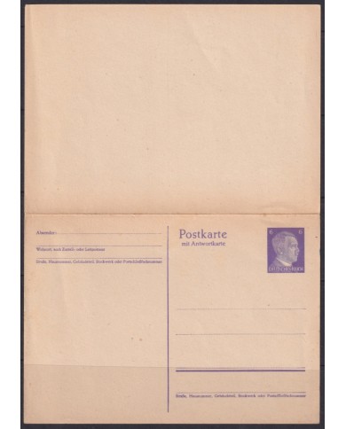 F-EX66969 GERMANY WWII 6pf POSTAL STATIONERY WITH RESPONSE.