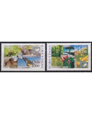 F-EX66470 CHILE MNH 2003 UPAEP FAUNA & FLOWERS BUTTERFLIES BIRD PUDU FROG.