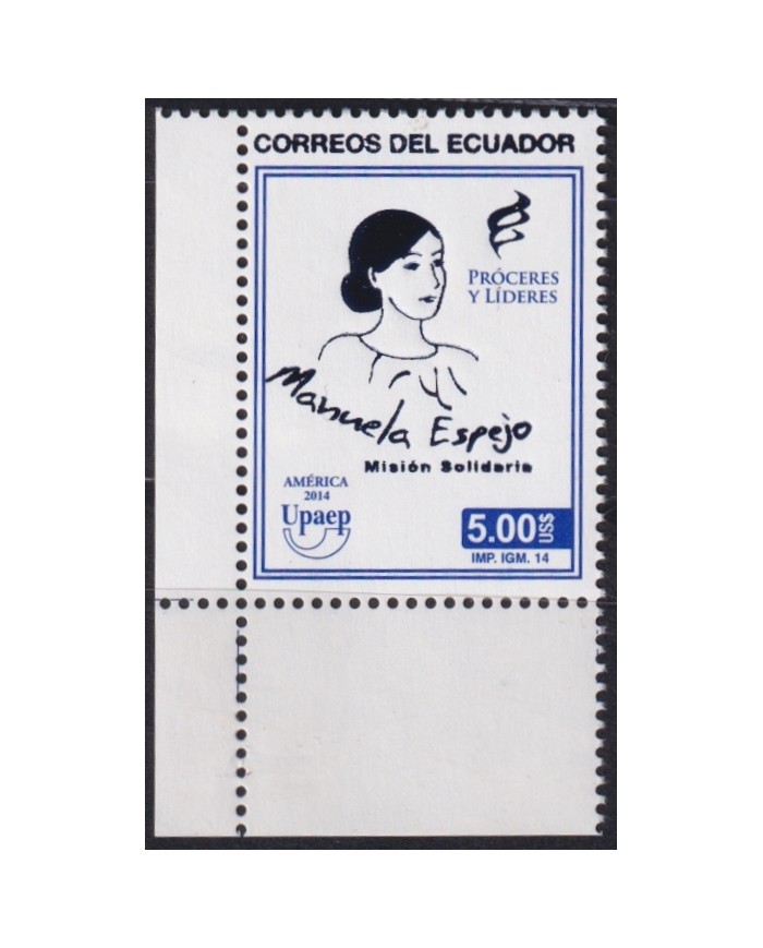 F-EX66453 ECUADOR MNH 2014 GREAT PERSONALITY WOMAN MANUELA ESPEJO.