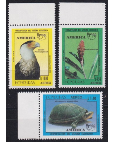 F-EX65846 HONDURAS MNH 1995 UPAEP CONSERVATION ECOLOGICAL SYSTEM BIRD FLOWER TURTLE.