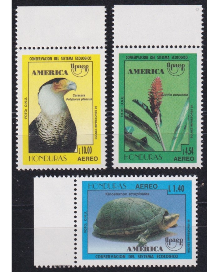 F-EX65846 HONDURAS MNH 1995 UPAEP CONSERVATION ECOLOGICAL SYSTEM BIRD FLOWER TURTLE.