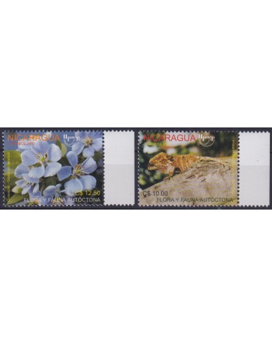 F-EX65843 NICARAGUA MNH 2003 UPAEP FAUNA & FLOWERS LIZARD.