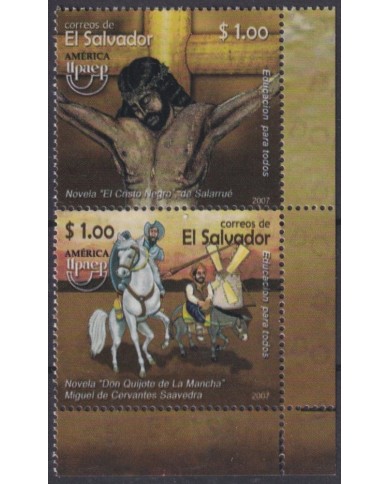 F-EX66473 EL SALVADOR MNH 2007 UPAEP EDUCATION FOR ALL QUIJOTE CERVANTES CRISTO NEGRO.