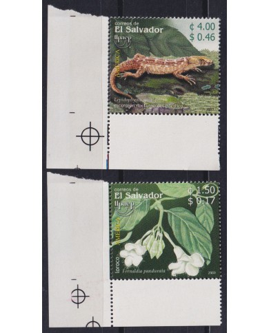 F-EX65823 EL SALVADOR MNH 2003 UPAEP FAUNA & TREE PLANTS REPTILS LIZARD.