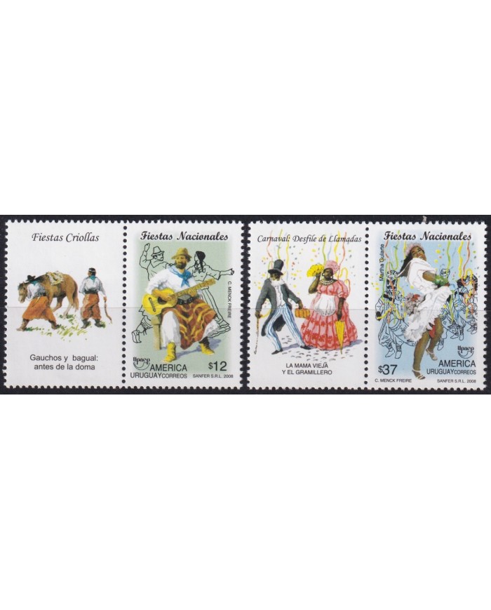 F-EX66485 URUGUAY MNH 2008 UPAEP NATIONAL HOLIDAYS FIESTAS NACIONALES DANCE.