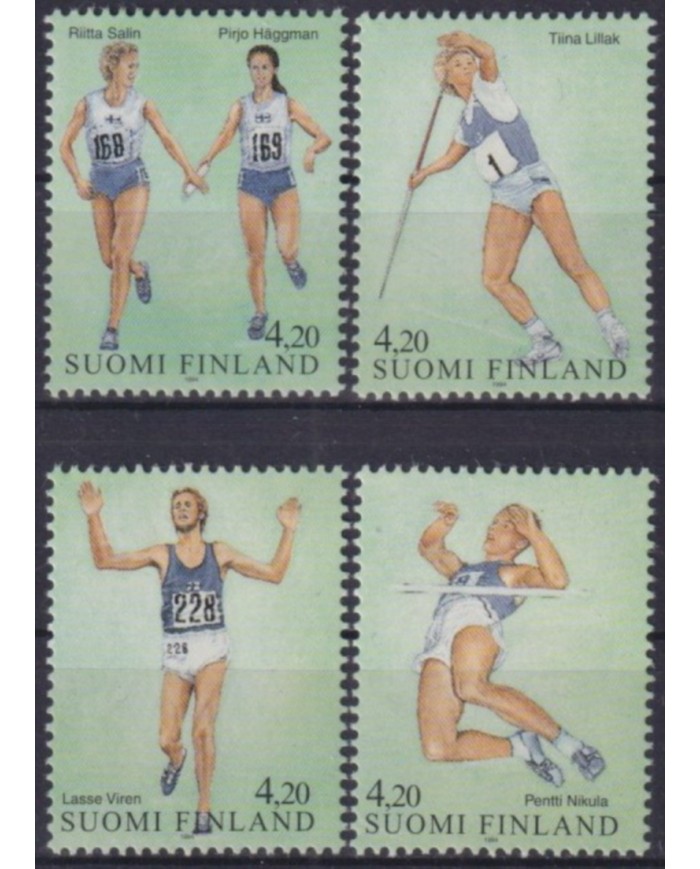 F-EX59411 FINLAND 1994 MNH SPORT ATHLETICS RELAY RACE RUNNING JAVELIN THROWING JUMPING.