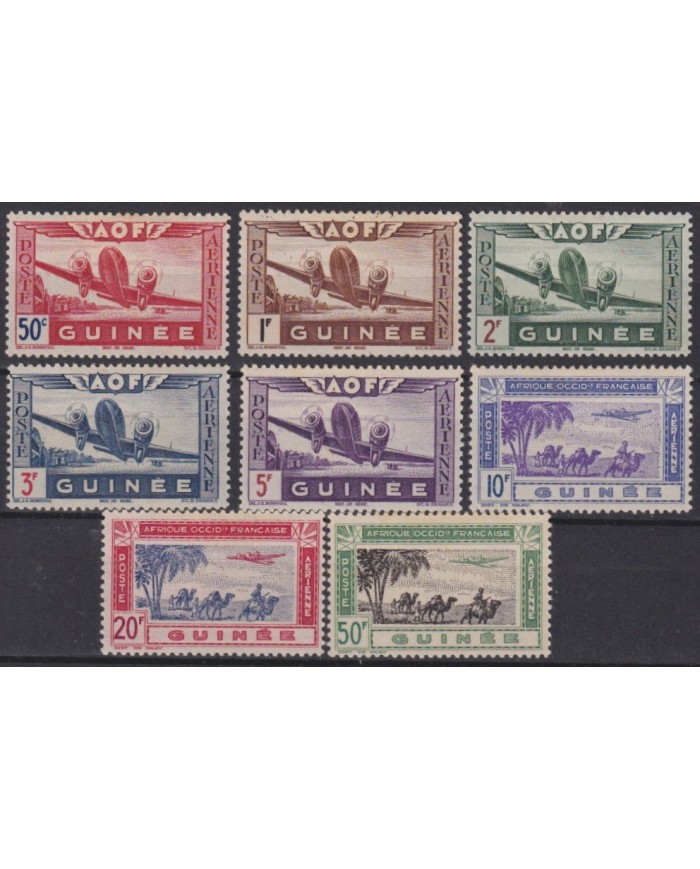 F-EX56253 FRENCH GUINEA MH 1948 AIRPLANE COMPLETE SET.