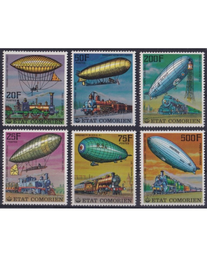 F-EX56255 COMORES MNH 1977 ZEPPELIN RAILROAD TRAIN LOCOMOTIVE.