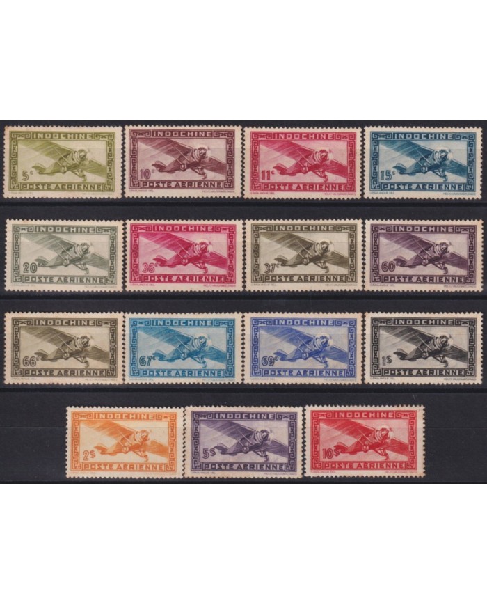 F-EX55893 FRENCH INDOCHINE NO GUM 1942-44 AIRPLANE AVION AIRMAIL.