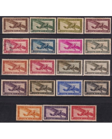 F-EX55894 FRENCH INDOCHINE NO GUM 1933-38 AIRPLANE AVION AIRMAIL. MISSING 1 STAMP.