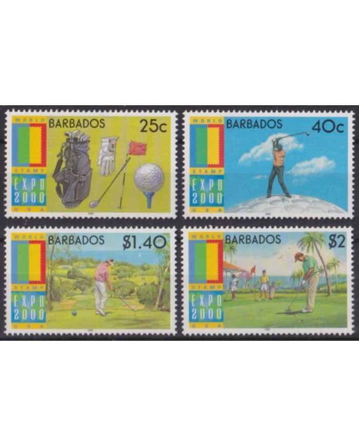 F-EX56348 BARBADOS MNH 2000 ANAHEIM WORLD STAMPS EXPO GOLF.