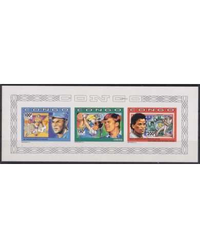 F-EX56360 CONGO MNH 1991 SPORT BO JACKSON RUDBY HENDERSON BASEBALL.