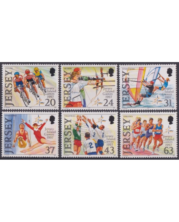 F-EX59978 JERSEY UK ENGLAND MNH 1997 ISLAND GAMES ARCHERY CYCLE VOLLEYBALL.