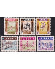 F-EX58815 LIBERIA 1955 MNH SWIMMING TENNIS BOXING SOCCER TRACK.