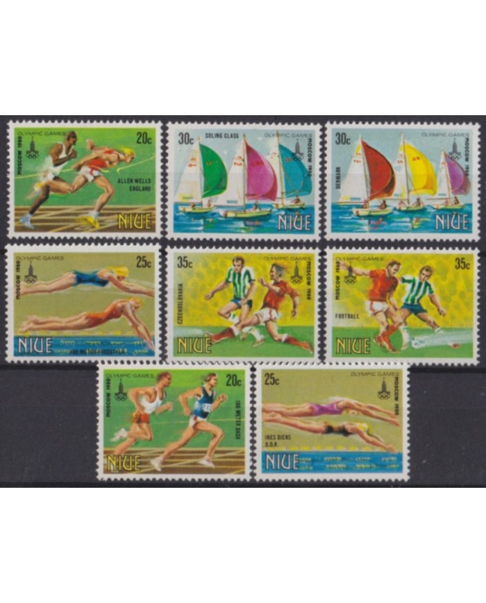 F-EX56338 NIUE 1980 MNH MOSCOW RUSSIA OLYMPIC GAMES ATHLETISM BOXING SAILING.