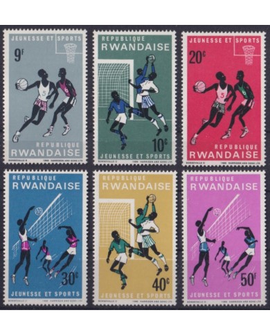 F-EX57016 RWANDA MLH 1966 BASKETBALL VOLLEYBALL SOCCER SPORT.