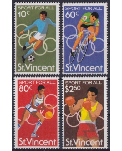 F-EX57612 ST VINCENT MNH 1980 BASKET CYCLING ATHLETISM SOCCER HURRICANE RELIEF.