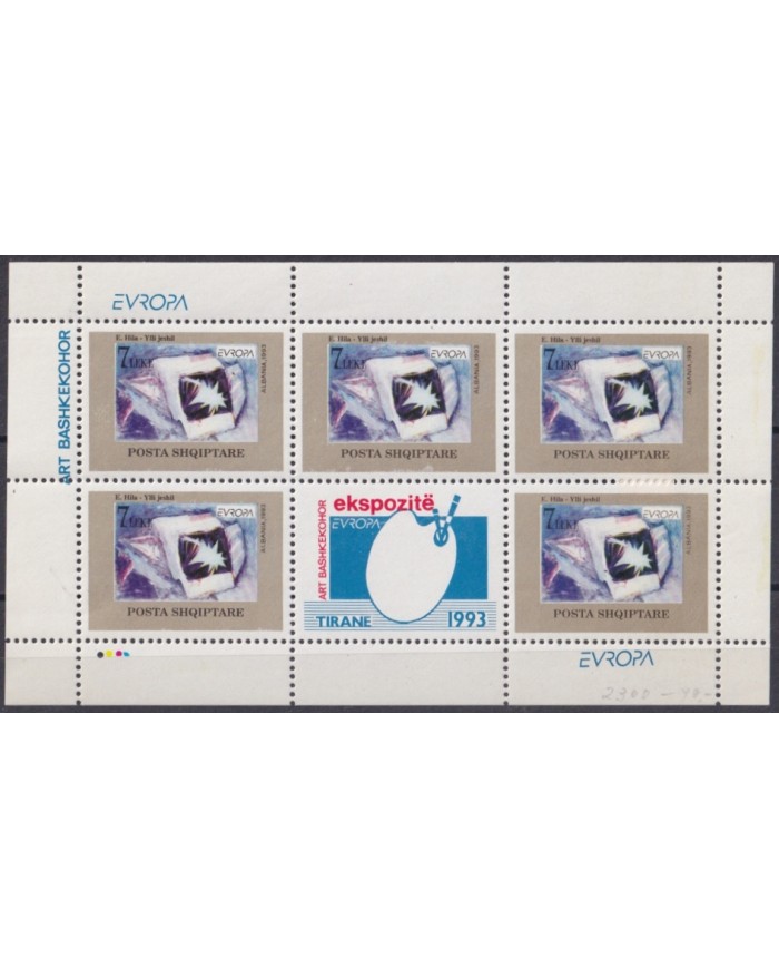 F-EX65614 ALBANIA MNH 1993 EUROPA CEPT MODERN ART ONE SHEET.