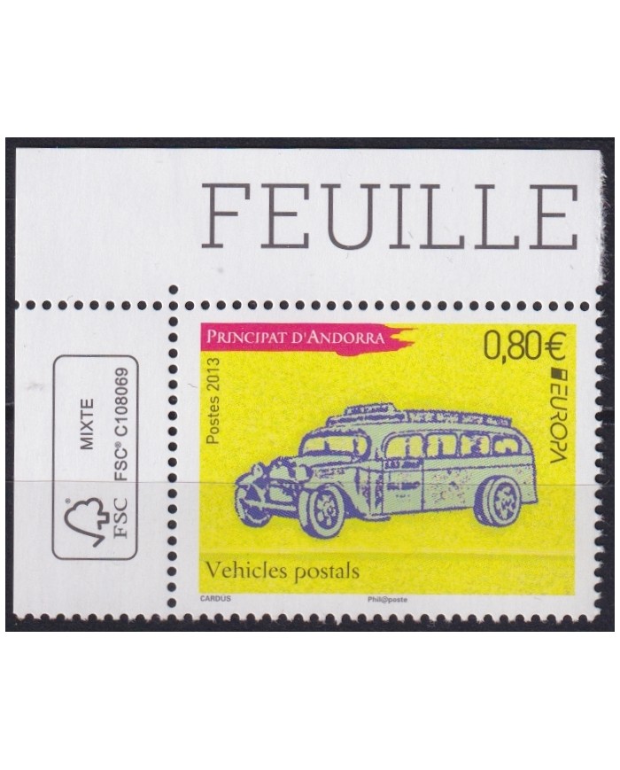 F-EX65946 ANDORRA MNH 2013 EUROPA CEPT POSTAL TRANSPORT VEHICLES.