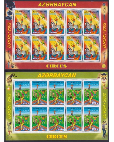 F-EX64784 AZERBAIJAN MNH 2002 EUROPA CEPT CIRCUS SHEET.