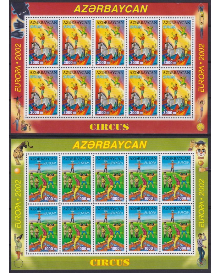 F-EX64784 AZERBAIJAN MNH 2002 EUROPA CEPT CIRCUS SHEET.