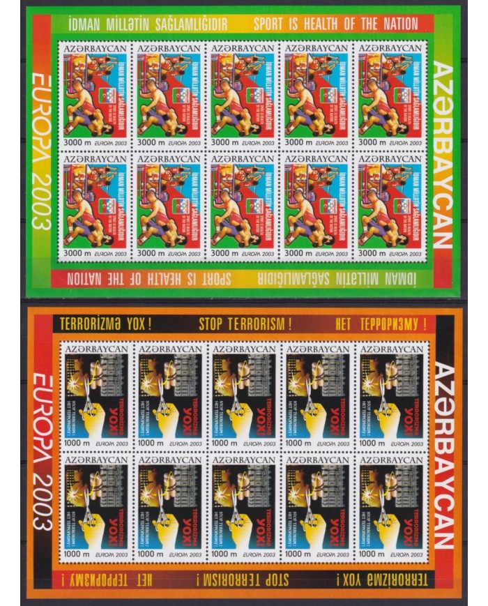 F-EX64785 AZERBAIJAN MNH 2003 EUROPA CEPT POSTER ARTS SHEET.