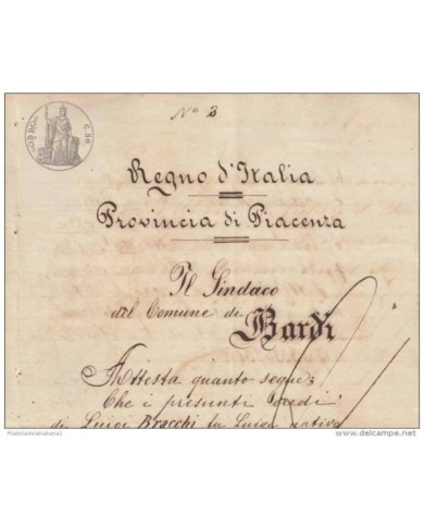 E1242 ITALY ITALIA SEALLED PAPER 1837 C.50 REVENUE WITH STAMPS