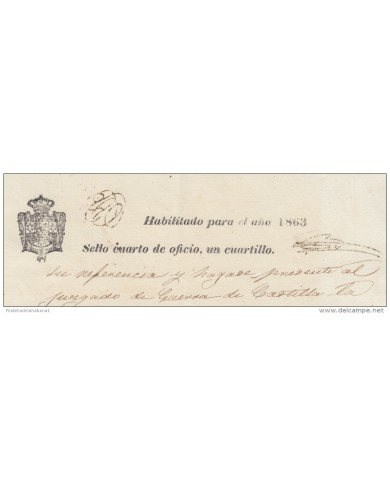 1863-PS-10 STO DOMINGO  ESPAÑA SPAIN. ISABEL II. SEALLED PAPER .PAPEL SELLADO .SELLO 4to DE OFICIO.