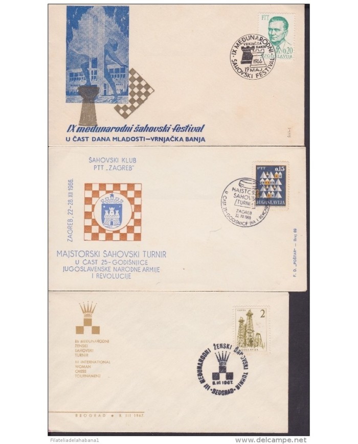F-EX 1921 YUGOSLAVIA JUGOSLAVIJA. 10 SPECIAL CANCEL CHESS AJEDREZ.