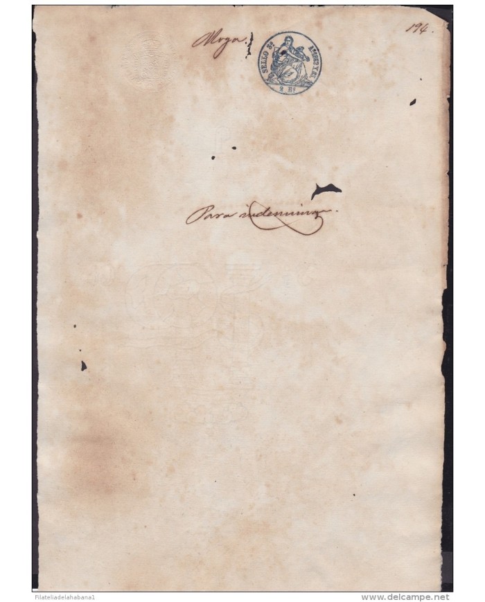 1862-PS-34 ANTILLES CARIBBEAN SPAIN REVENUE SEALLED PAPER 1862-63 SELLO 3ro.
