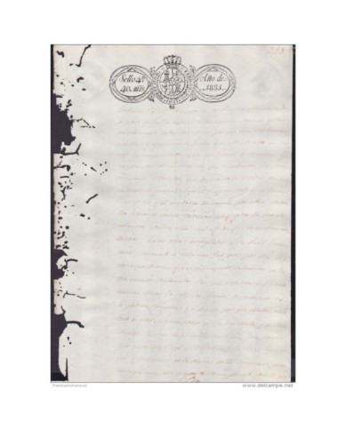 1831-PS-5 SPAIN ESPAÑA REVENUE SEALLED PAPER 1831 PAPEL SELLADO SELLO 4to.